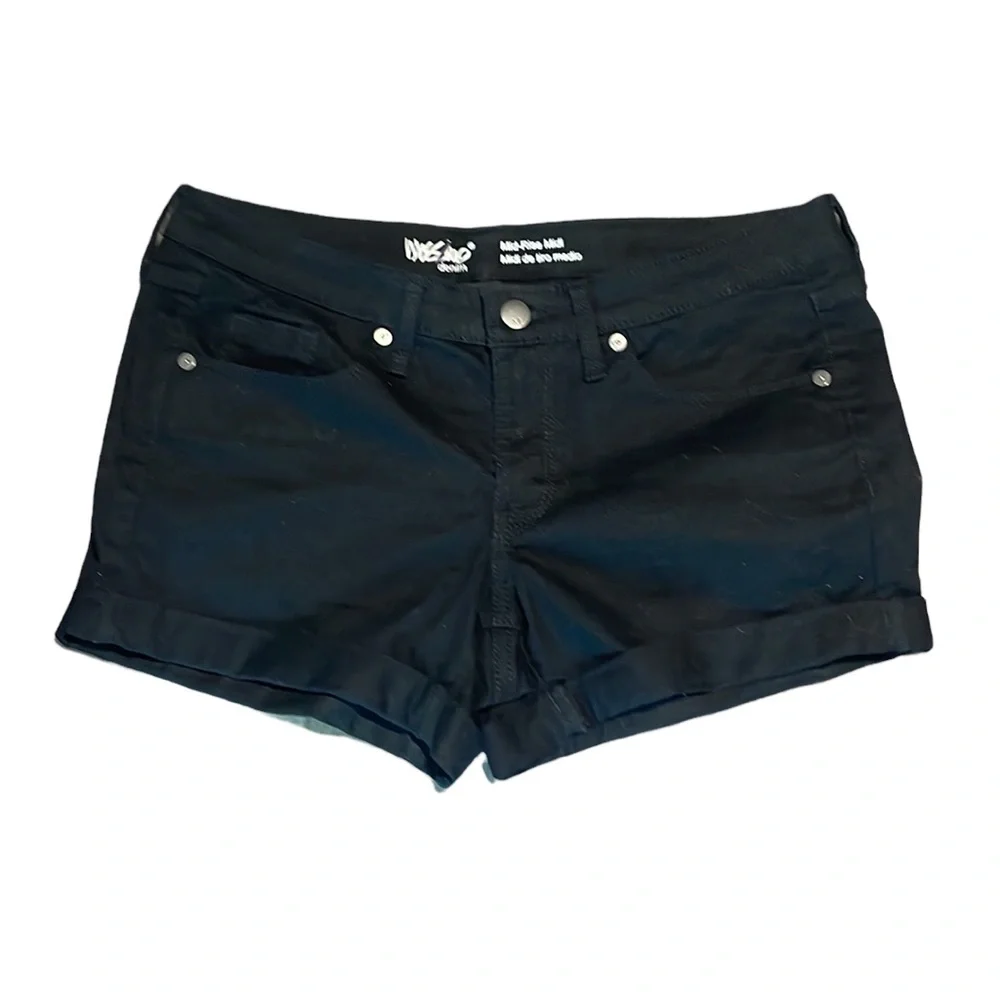 Women's Black Denim Roll-Hem Shorts